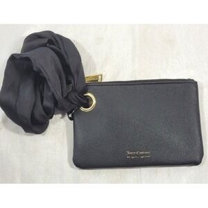 Juicy Couture Faux Leather Wristlet w/ Hair Tie - Black - 5" x 7.5" - NWOT